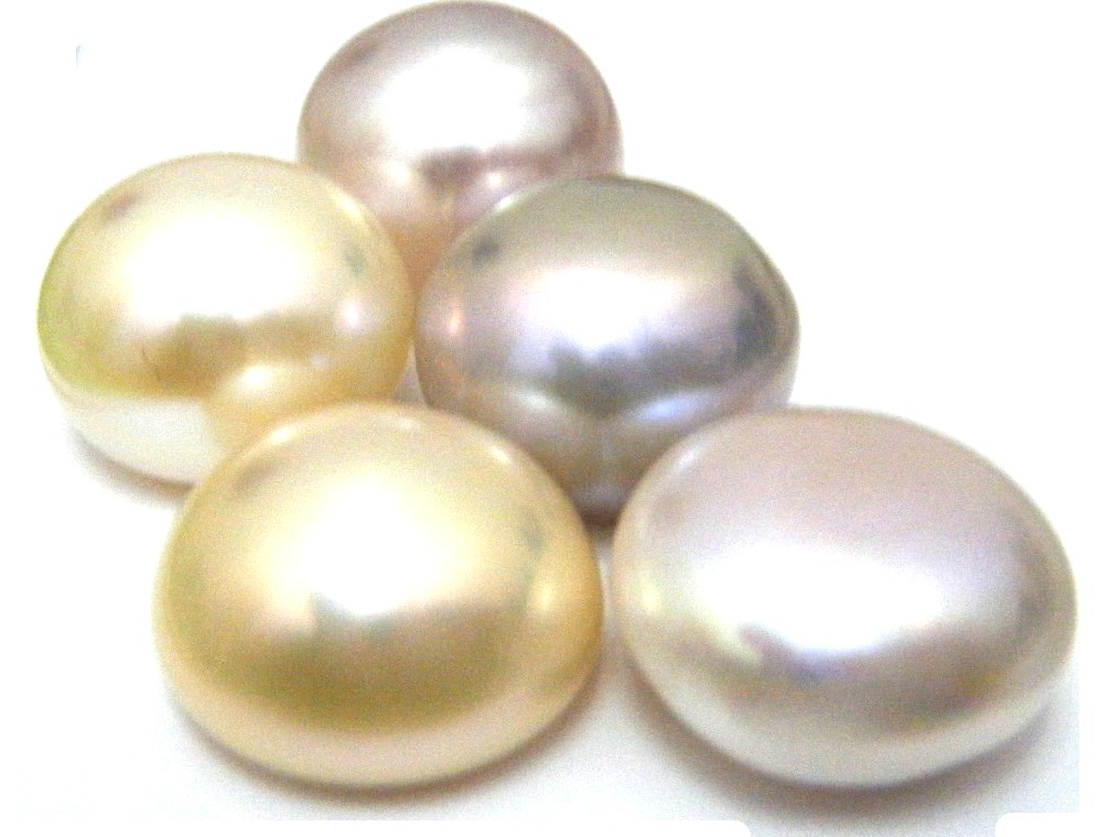 Natural Colours 14-15mm Half Drilled Button Single Pearls